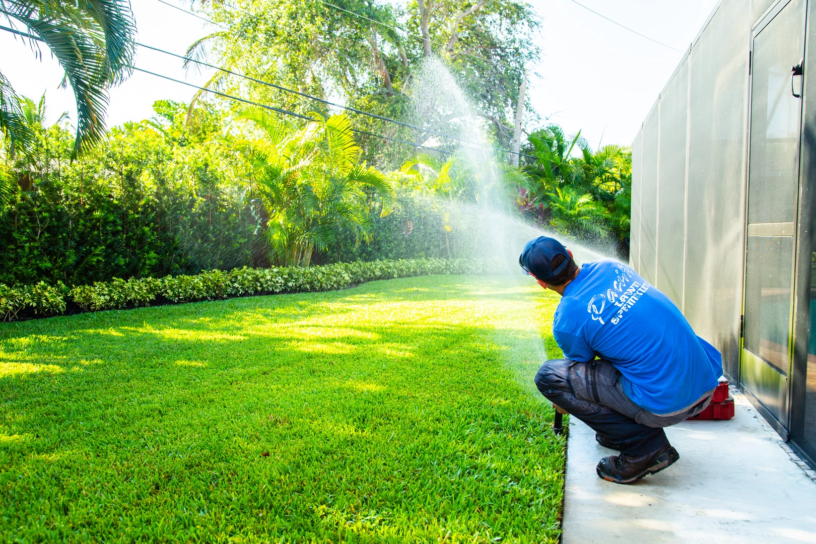 Pacific Lawn Sprinklers technician at work
